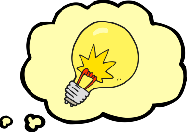 Bir insan tarafından çizilmiş serbest çizim düşünce kabarcığı çizgi film ampulü