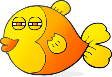 Bir insan tarafından çizilmiş karikatür balığı.