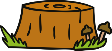 Bir insan tarafından çizilmiş bir ağaç kütüğünün el çizimi karalaması.