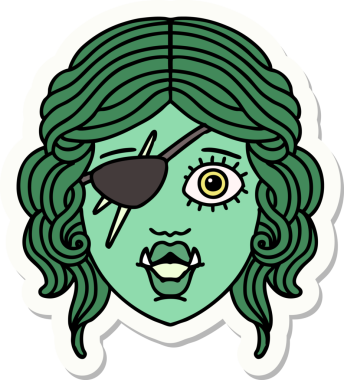 Bir insan tarafından çizilmiş bir Ork haydut karakterinin çıkartması