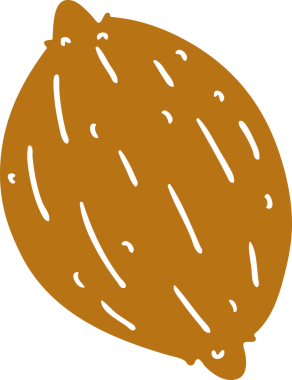 Bir insan tarafından çizilmiş tek bir cevizin karikatür çizimi