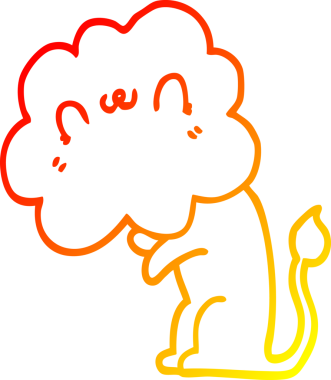 Bir insan tarafından çizilmiş karikatür aslanının sıcak çizgi çizimi