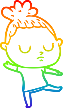 Gökkuşağı gradyan çizgi çizimi bir insan tarafından çizilmiş sakin bir kadın