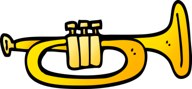 Bir insan tarafından çizilmiş vektör gradyan çizim trompeti