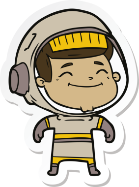 Bir insan tarafından çizilmiş mutlu bir astronotun çıkartması.