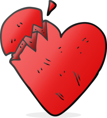Bir insan tarafından çizilmiş kırık kalp karikatürü.