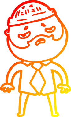 İnsan tarafından çizilmiş sakallı, endişeli bir çizgi film karakteri.