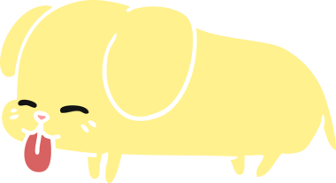 Bir insan tarafından çizilmiş kawai köpeği karikatürü.