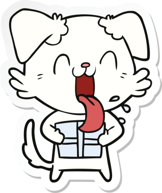 Bir insan tarafından çizilmiş, nefes nefese kalmış bir köpeğin çıkartması.