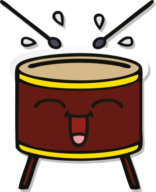 Bir insan tarafından çizilmiş şirin bir davulun çıkartması.