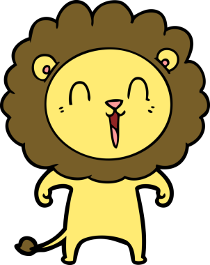 Bir insan tarafından çizilmiş gülen aslan çizgi filmi.