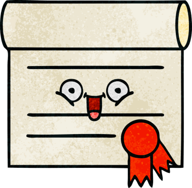 Bir insan tarafından çizilmiş sertifikanın grunge desen karikatürü