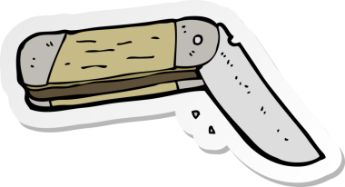 Bir insan tarafından çizilmiş bir çizgi film bıçağının çıkartması.