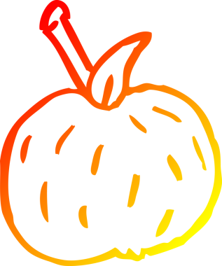 Bir insan tarafından çizilmiş bir domatesin sıcak gradyan çizimi