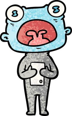 Bir insan tarafından çizilmiş garip uzaylı çizgi filmi.