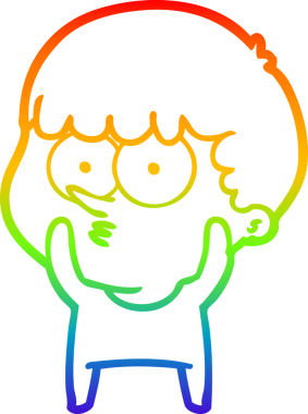 Gökkuşağı gradyanı çizimi Bir insan tarafından çizilmiş meraklı bir çocuk