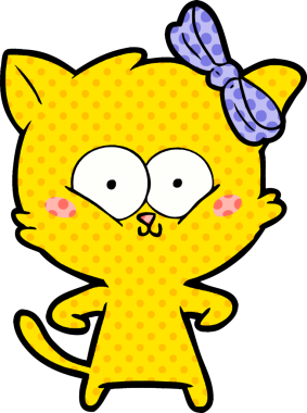 Bir insan tarafından çizilmiş çizgi film kedisi.