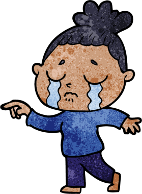 Bir insan tarafından çizilmiş ağlayan kadın çizgi filmi.