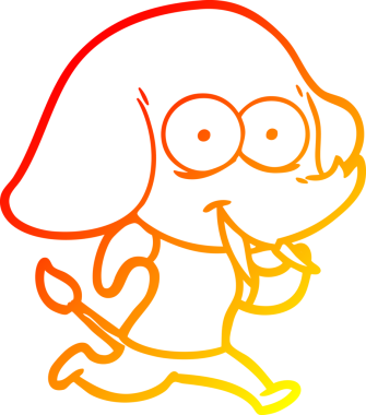 Bir insan tarafından çizilmiş mutlu bir filin sıcak çizgi çizimi