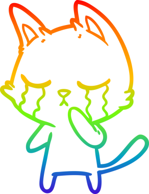 Bir insan tarafından çizilmiş ağlayan çizgi film kedisinin çizimi.