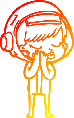 Bir insan tarafından çizilmiş güzel astronot bir kızın sıcak çizgi çizimi