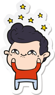 Bir insan tarafından çizilmiş heyecanlı bir adamın çıkartması.