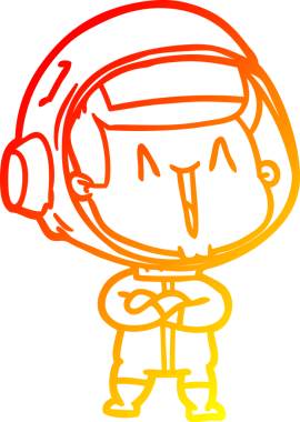 Bir insan tarafından çizilmiş mutlu bir astronotun sıcak çizgi çizimi