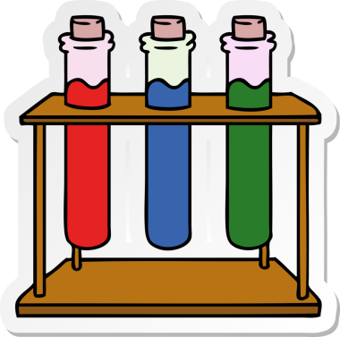 Bir insan tarafından çizilmiş bir bilim test tüpünün el çizimi karikatürü.