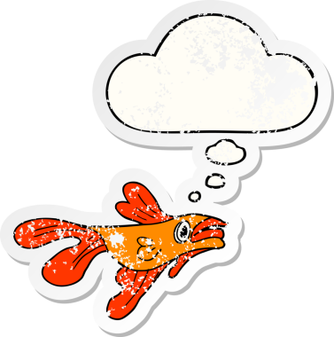 Düşünce baloncuğu olan çizgi film dövüşçüleri insan tarafından çizilmiş yıpranmış bir çıkartma gibidir.