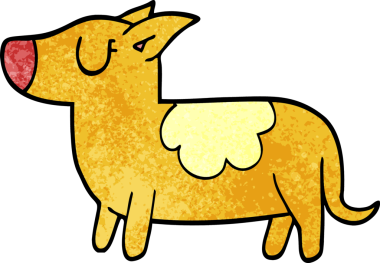 Bir insan tarafından çizilmiş karalama duran köpek.