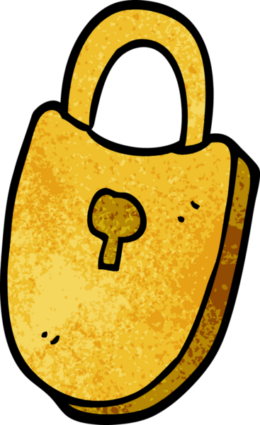 Bir insan tarafından çizilmiş karikatür hazine kilidi.