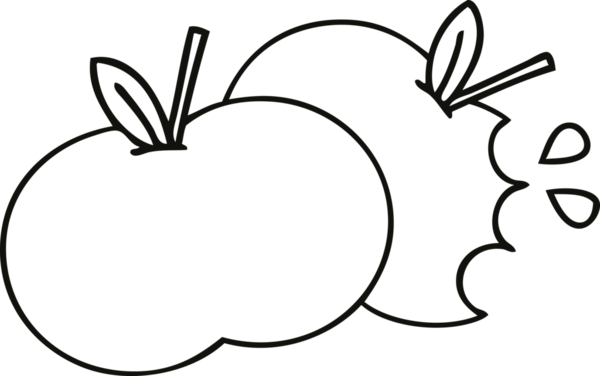 Bir insan tarafından çizilmiş sulu bir elmanın çizgi çizimi