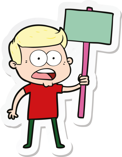 Bir insan tarafından çizilmiş bir karikatür çıkartması.