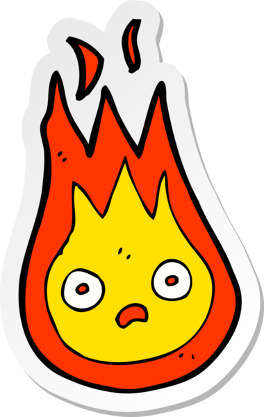 Bir insan tarafından çizilmiş karikatür dostu ateş topu çıkartması.