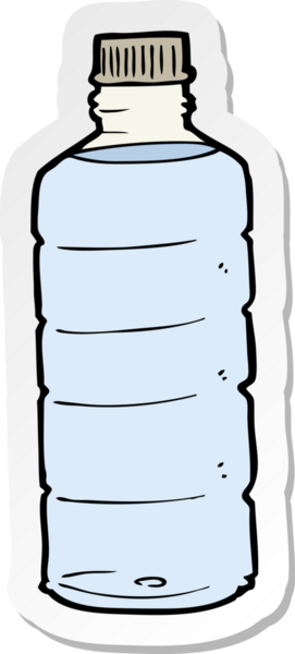 Bir insan tarafından çizilmiş karikatür su şişesinin etiketi.