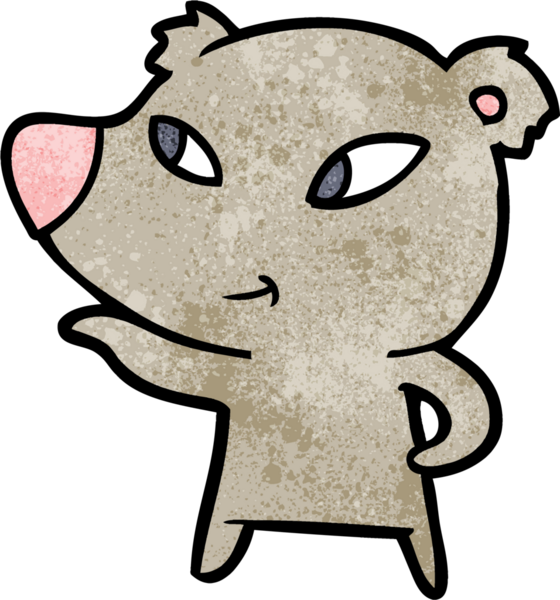 Bir insan tarafından çizilmiş sevimli çizgi film ayısı.