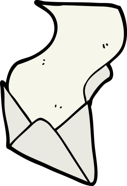 bir insan tarafından çizilmiş karikatür mektubu ve zarf