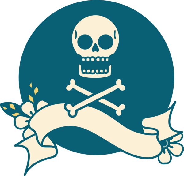 bir insan tarafından çizilmiş çapraz kemikli dövme biçimi simgesi