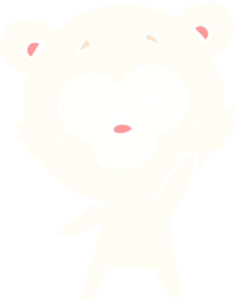 Bir insan tarafından çizilmiş kutup ayısı düz renkli çizgi film.