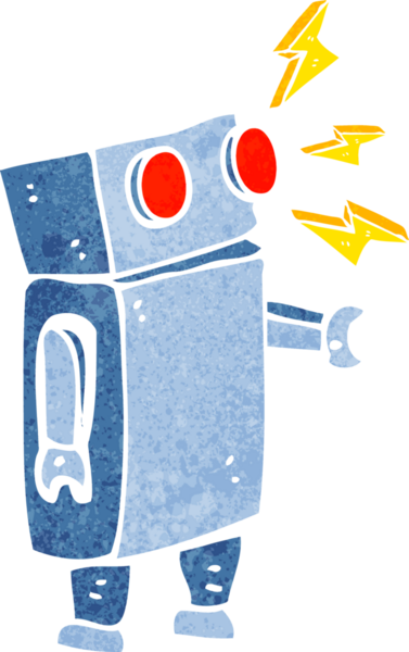 Bir insan tarafından çizilmiş çizgi film robotu