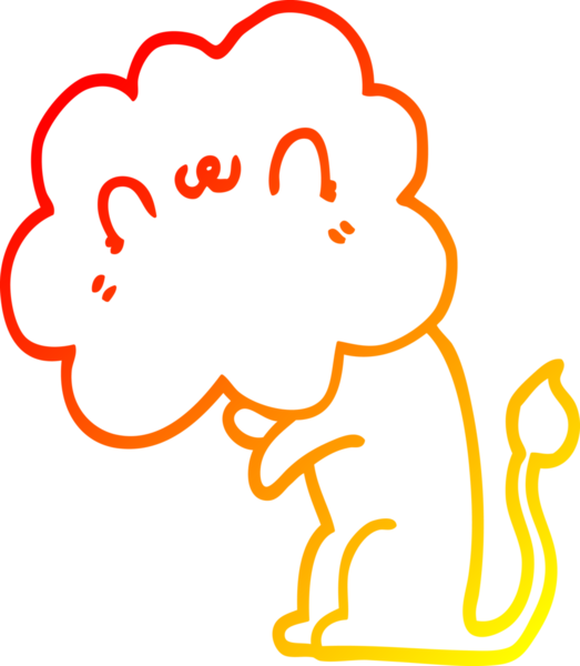 Bir insan tarafından çizilmiş karikatür aslanının sıcak çizgi çizimi