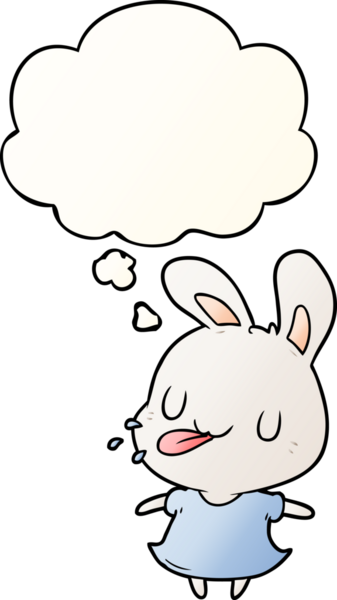 Düşünce baloncuklu çizgi film tavşanı bir insan tarafından çizilmiş.