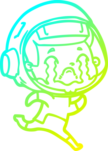 Bir insan tarafından çizilmiş ağlayan astronot çizgi filmi.