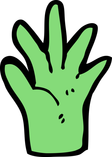 Bir insan tarafından çizilmiş yeşil el sembolü.