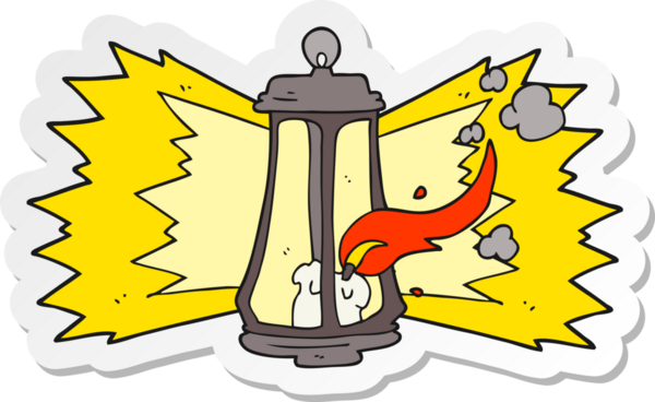 Bir insan tarafından çizilmiş garip bir fenerin çıkartması.