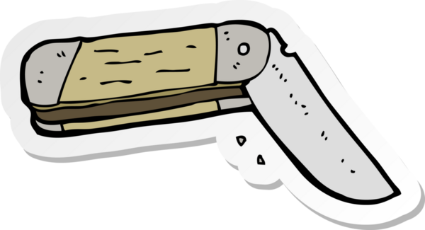 Bir insan tarafından çizilmiş bir çizgi film bıçağının çıkartması.