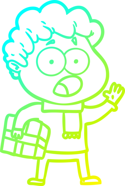 Bir insan tarafından çekilen şaşkınlık içinde soluk soluğa bir çizgi film karakteri çizimi.