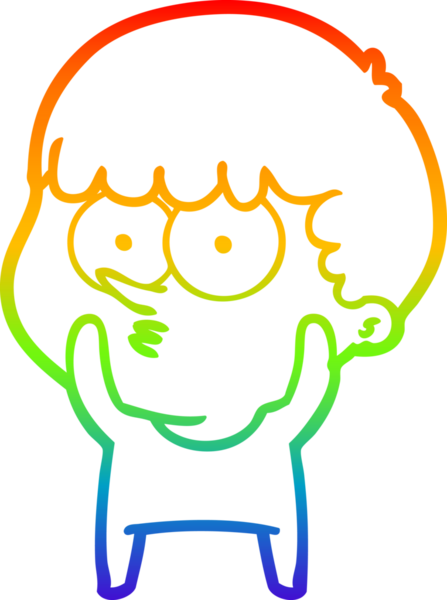 Gökkuşağı gradyanı çizimi Bir insan tarafından çizilmiş meraklı bir çocuk