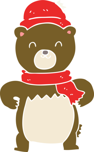 Bir insan tarafından çizilmiş şirin düz renkli çizgi film ayısı.