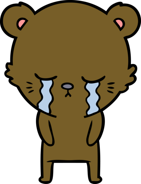 Bir insan tarafından çizilmiş ağlayan çizgi film ayısı.